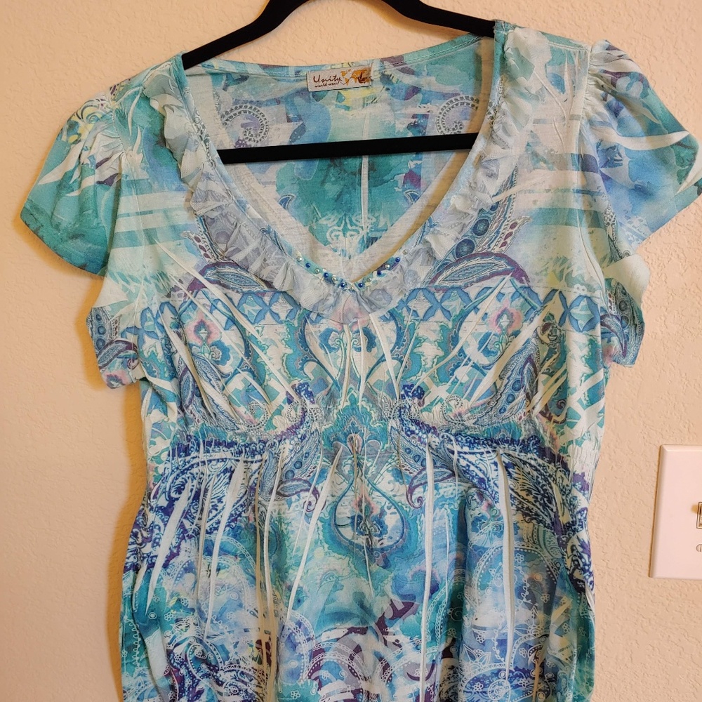 Blue & white blouse